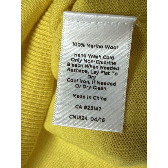 Talbots Pure Merino Wool Sweater Cardigan Womens M Petite MP Yellow Great Condit - Picture 4 of 7